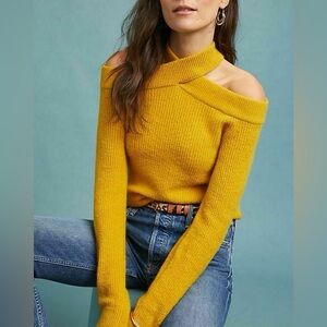 Anthropologie Moth Golden cross front Off-Shoulder Sweater xs